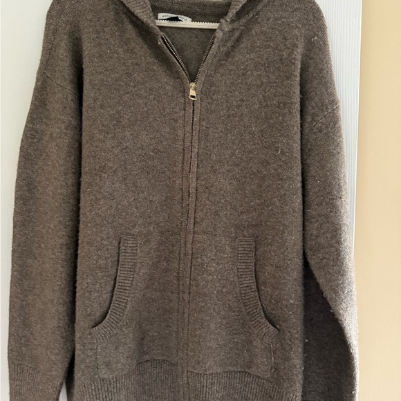 American Eagle Outfitters Tops - American Eagle Brown Hooded Zip-Up Sweater
